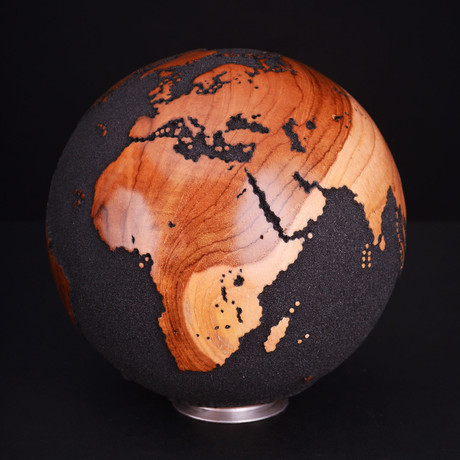 Gift Globe 4 // Classic Black Magnetite + Teak // 7.8"Ø