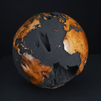 Large Globe 25 // Classic Black Magnetite +Teak // 11.8"Ø