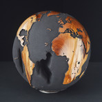 Large Globe 21 // Classic Black Magnetite +Teak // 11.8"Ø