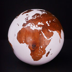Medium Globe 18 // Classic White Stone + Teak Medium // 9.8"Ø
