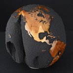 Large Globe 23 // Classic Black Magnetite +Teak // 11.8"Ø
