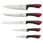Limited Edition Knife Set + Stainless Steel Block // 6pcs // Burgundy + Black