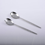 Salad Serving Kit // Hammered Silver // Set of 2