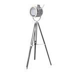 Vintage Tripod Spotlight Floor Lamp // Chrome Finish // Aviation Nautical