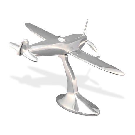 Spitfire Desk Accent Sculpture // WWII Fighter Aircraft // Polished Aluminum