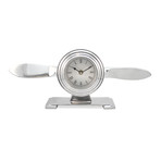 Abstract Airplane Propeller Desk Clock // Polished Aluminum Plane