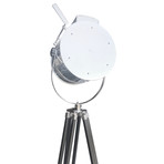 Vintage Tripod Spotlight Floor Lamp // Chrome Finish // Aviation Nautical