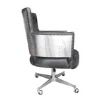 Aviator Adjustable Executive Office Chair // Genuine Black Leather