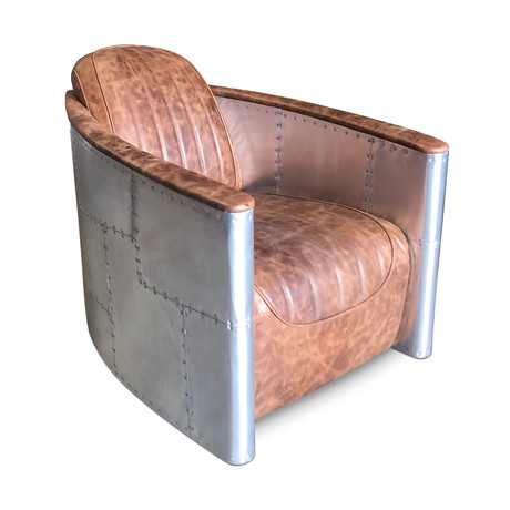 Aviator Bullet Chair // Genuine Leather // Modern Swivel Base Armchair
