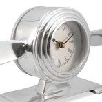 Abstract Airplane Propeller Desk Clock // Polished Aluminum Plane