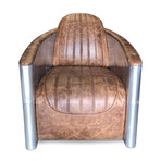 Aviator Bullet Chair // Genuine Leather // Modern Swivel Base Armchair