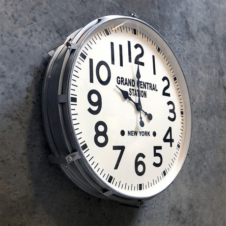 Large Industrial Metal Wall Clock // Grand Central Station, NY // 26"