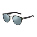 Men's Pilot Sunglasses // Black + Blue Mirror