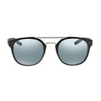 Men's Pilot Sunglasses // Black + Blue Mirror