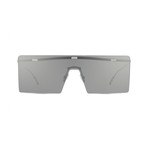 Men's Sleek Oversized Shield Sunglasses // Palladium + Silver Mirror