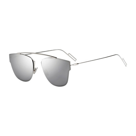 Men's Rimless Square Sunglasses // Silver + Silver Mirror