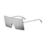 Men's Sleek Oversized Shield Sunglasses // Palladium + Silver Mirror