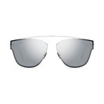 Men's Rimless Square Sunglasses // Silver + Silver Mirror