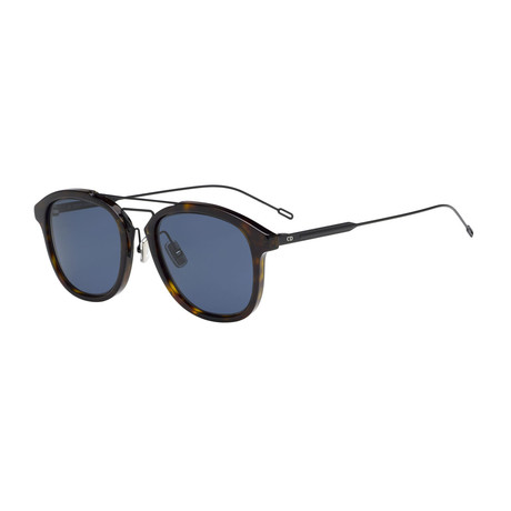 Men's Rectangular Sunglasses // Havana + Matte Black + Blue