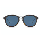 Men's Rectangular Sunglasses // Havana + Matte Black + Blue