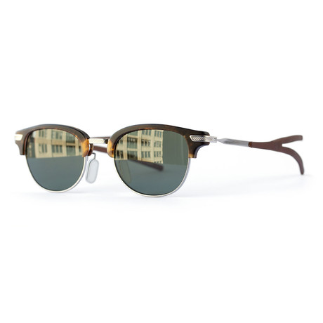 Men's Champlain Polarized Sunglasses // Matte Walnut + Brushed Silver + Green