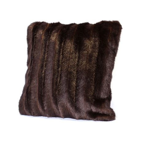 Couture Faux Fur Decorative Pillow // Carved Sable