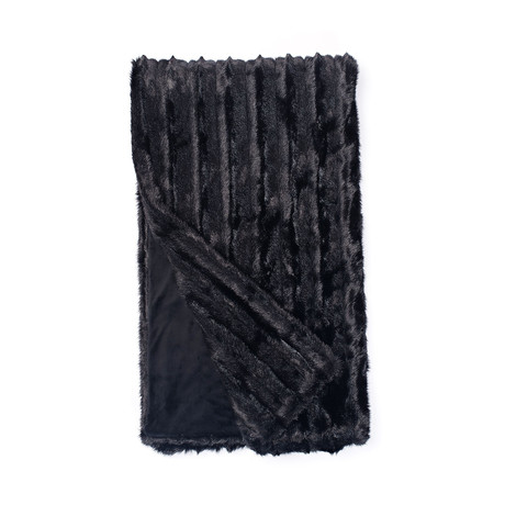 Signature Faux Fur Throw // Mink (Carved Black)
