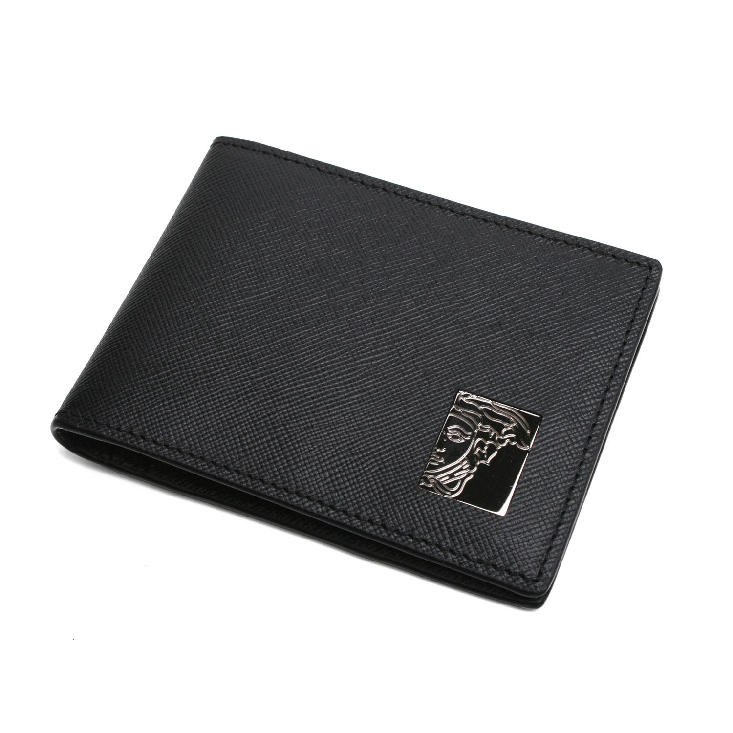 Versace Collection // Textured Leather Wallet // Black - Versace ...