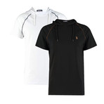 Pack of 2 // Hoodie Shirt // White + Black (Small)