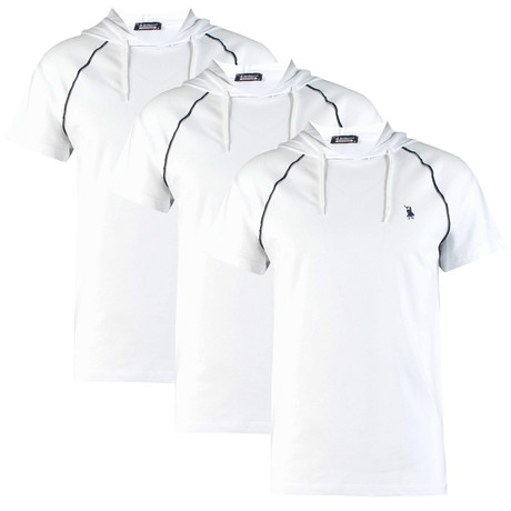 Pack of 3 // Hoodie Shirt // White + White + White (Small)