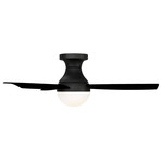 Orb // Indoor + Outdoor 3-Blade Smart Flush Mount Ceiling Fan + LED Light Kit + Remote Control (Matte Black)