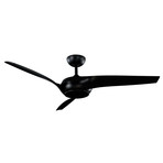 Nirvana // Indoor + Outdoor 3-Blade Smart Ceiling Fan 56in Matte Black with 3000K LED Light Kit and Wall Control (Matte Black)