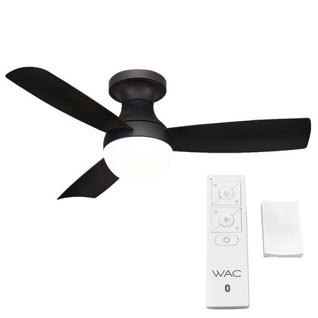 Orb // Indoor + Outdoor 3-Blade Smart Flush Mount Ceiling Fan + LED Light Kit + Remote Control (Matte Black)