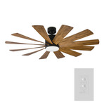 Windflower // Indoor + Outdoor 12-Blade Smart Ceiling Fan + LED Light Kit + Wall Control (60"L x 60"W x 15"H)