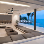 Mocha // Indoor + Outdoor 3-Blade Smart Ceiling Fan + LED Light Kit + Remote Control (Brushed Aluminum)