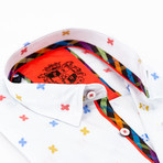 Pedro Print Button-Up Long Sleeve Shirt // White (S)