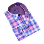 Floral Plaid Button-Up Shirt // Pink (2XL)