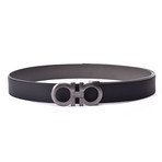 Ferragamo Reversible Belt // Black + Gray (105cm)