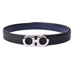 Ferragamo Reversible Belt // Black + Blue (105cm)