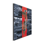 Line Square Clock // Red (16"W x 16"H x 1"D)