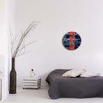 Line Circle Clock // Red (16"W x 16"H x 1"D)