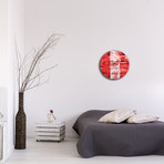 Street Circle Clock // Red (16"W x 16"H x 1"D)