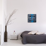 Line Square Clock // Blue (16"W x 16"H x 1"D)