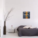 Line Square Clock // Orange (16"W x 16"H x 1"D)