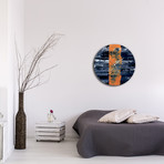 Line Circle Clock // Orange (16"W x 16"H x 1"D)