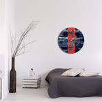 Line Circle Clock // Red (16"W x 16"H x 1"D)