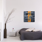 Line Square Clock // Orange (16"W x 16"H x 1"D)
