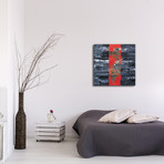 Line Square Clock // Red (16"W x 16"H x 1"D)