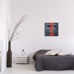 Line Square Clock // Red (16"W x 16"H x 1"D)