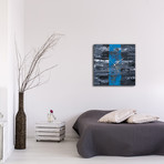 Line Square Clock // Blue (16"W x 16"H x 1"D)